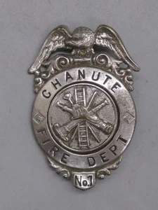Antico distintivo vigili del fuoco Chanute Kansas #1 del 1900 raro! OBSOLETO! - Foto 1 di 5