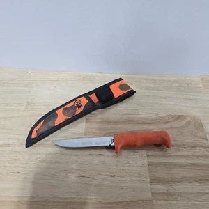 Case XX 1993 FINN SS Fixed Blade Knife BRIGHT ORANGE HANDLE + Sheath - Picture 1 of 13