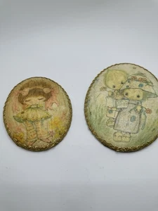 Set of 2 Vintage Betsey Clark Decoupage Chalkware Plaster Wall Hangings Decor - Picture 1 of 8
