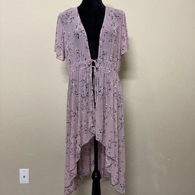 Cárdigan American Rag Cie Kimono Mujer XL Rosa Floral Alto-Bajo Transparente Boho Hippie Foto 1 de 4