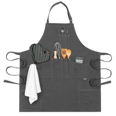 Delantal de Chef opux para Hombre, Delantal de Cocina con Bolsillos para Mujer, Grande Unisex C... Foto 1 de 4
