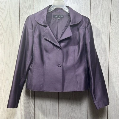 Blazer Traje Chaqueta Albert Nipon Para Mujer 10 Lana Uva y Seda A Medida 2 Botones Foto 1 de 4