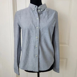 Victoria's Secret Dotted Button Up Blouse Grey Women's Small 100% Cotton - Picture 1 of 7
