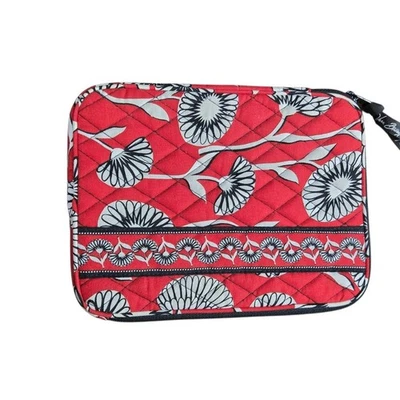 Vera Bradley Tablet Case Deco Daisy Red Black White Floral Quiltet Padded Zipper - Image 1 of 4