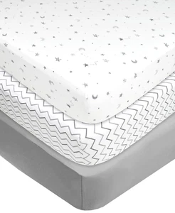 3 Pack Fitted Crib Sheets 28" X 52", Soft Breathable Neutral 100% Cotton Jersey - Picture 1 of 9