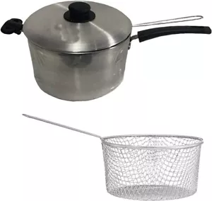 Large 24cm Aluminum Chip Pan Deep Fry Pot Potato Fryer Dish Wire Basket - Picture 1 of 6