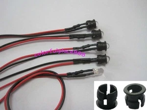5mm colorful pre-wired 20cm LED light Lamp 12V DC with Plastic Bezel Holder Clip - Picture 1 of 2