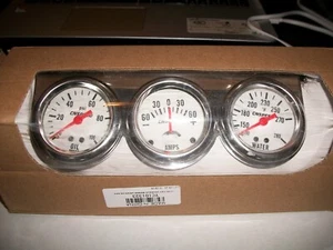 TRIPLE GAUGE KIT,WT,OP,VOLTS 2 1/16" WHITE FACE MECHANICAL WITH HARDWARE/LIGHTS - Picture 1 of 11