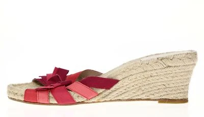 Женские босоножки SALVATORE FERRAGAMO из розовой ткани без застежек на танкетке на каблуках размер 8,5 - Изображение 1 из 4