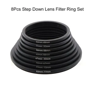 8Pcs Step Down Lens Filter Ring Sets 52-49/55-52/58-56/62-58/67-62/72-67/82-77MM - Picture 1 of 8