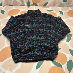 VINTAGE Columbia Aztec Snap Fleece Jacket Men's Large Colorful Western Made USA - Picture 1 of 13