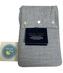 RALPH LAUREN Standard Pillowcases Workshirt Chambray Blue New fac fold Pair - Picture 1 of 5