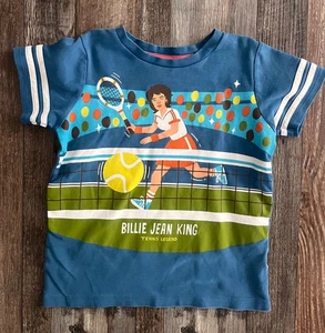 Piccolina Brand Billie Jean King Tennis Legend Blue Shirt Size Youth 7 - Picture 1 of 4