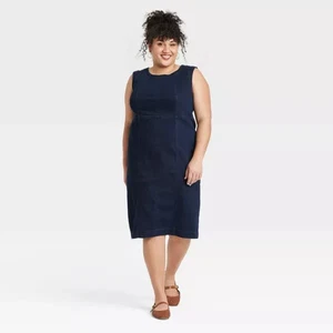 Ava & Viv Target Damen Denim Midi Bodycon Kleid Dark Wash Gr. 22 Neu mit Etikett - Bild 1 von 3