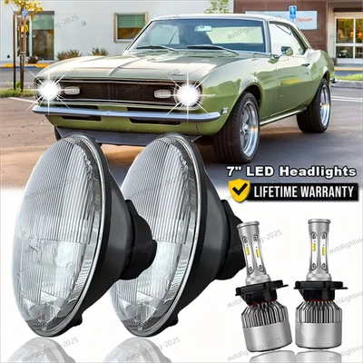 Par de faros LED de 7" para Chevrolet Camaro Z28 SS RS 1967 1968 1969 1970 1971 Foto 1 de 4