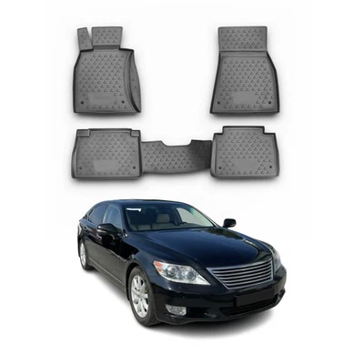 OMAC Floor Mats Liner for Lexus LS600h 2007-2012 Black TPE All-Weather 4 Pcs - Image 1 of 4