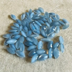 BC287 Vintage glass navettes 12x6mm blue moonstone cab top faceted back (72) - Picture 1 of 1