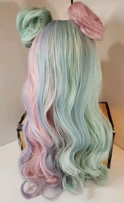 NUEVA Peluca Ondulada Azul Claro y Rosa Dulce Lolita con Bollos de Coleta Anime Disfraz de Juegos con disfraces Foto 1 de 4
