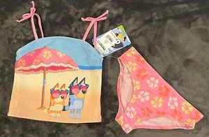 Bluey Pink & Blue Tankini Bikini Two-Piece Swimsuit Girls Small 6-6X NWT NEW - Picture 1 of 22