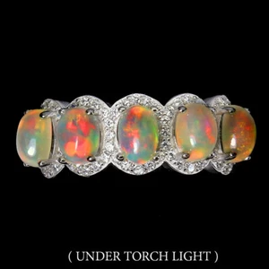925 Sterling Silver Ring Oval Fire Opal 6x4mm Simulated Cz Gemstone Jewelry 7.5 - Picture 1 of 10