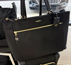 NEW Tumi Voyageur SONIA Nylon 16.75” Business Tote Bag - BLACK with GOLD - Picture 1 of 5
