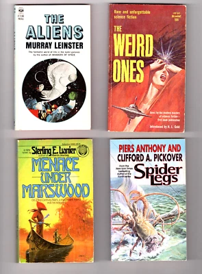4 VINTAGE SCI-FI PAPERBACK BOOKS: THE ALIENS, WEIRD ONES, MENACE UNDER MARSWOOD+ - Image 1 of 3