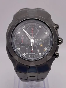 Seiko Chronograph WR 100M Men’s Watch Date Ind. Alarm 7T62-0GM0 New Battery - Picture 1 of 15