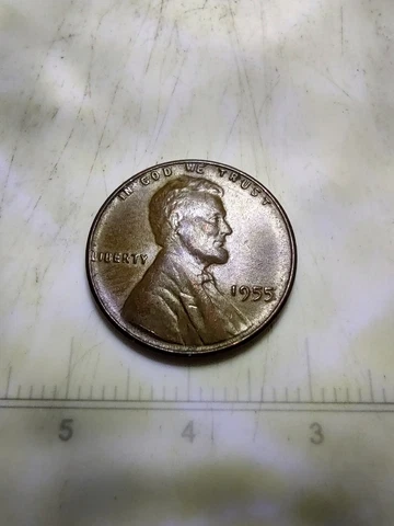 1955 Wheat Penny, No Mint Mark, DDO On Date, Error, L On Rim Cover