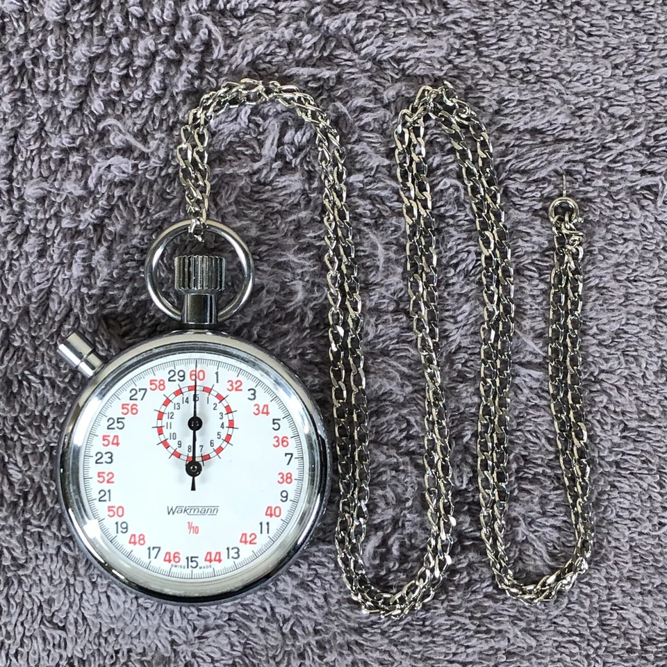 Wakmann Sport Silver Chain Tone Stainless Steel Mechanical Wind Stopwatch - Image 1 of 4