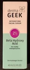 Derma Geek Detoxifying Facial Serum 2% Beta Hydroxy Acid 1.3 Oz Enlarged Pores