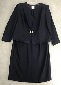 Nah Nah Collection Formal 2 pc Dress Suit Size 18WP Lined Navy Blue - Picture 1 of 21