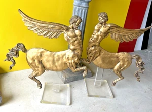 Neoclassical Centaur Alacentaur Sculpture 18” Gold leaf on luceite / signed art - Picture 1 of 22