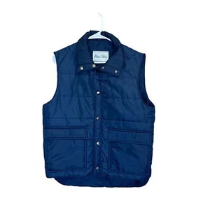 Mens Store Vintage 70s Quilted Puffer Vest Size Medium Snap Closure Blue - Picture 1 of 8