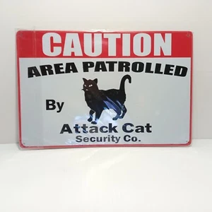 Attack Cat Security Co. 12"x 8" lustiges, Warnung, Sicherheitslook Blechschild. - Bild 1 von 2