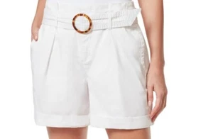 Gloria Vanderbilt Pantaloncini Vacanza Tg 4 Cintura Polsini Elasticizzati, Bianco - Foto 1 di 3