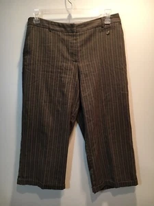 Studio 1940 Petite Women's Brown Pinstripe Capri Pants Size 14P - Picture 1 of 3