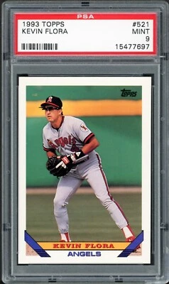 1993 Topps Baseball #521 Kevin Flora ROOKIE - California Angels PSA 9 MINT - Image 1 of 2