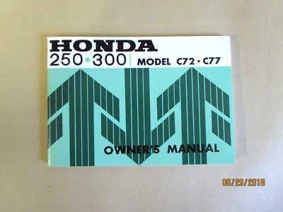 HONDA CA77, CA72 C77, C72 Honda 250/300 Honda Dream Touring Manual del Propietario Foto 1 de 4