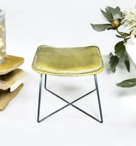 Leather Ottoman Stool, Dining Kitchen Pub Foot Stool, Modern Bar Stools - Picture 1 of 14