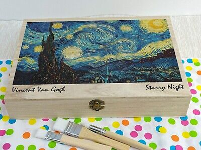 Vincent Van Gogh Noche Estrellada Famoso Arte De Herramientas De Fuentes De Regalo Caja Cepillos De Pintura • 25.83€