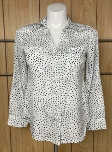 Sunny Leigh Women’s Long Sleeve Button Down The Front Black /White Shirt Size PM - Picture 1 of 4