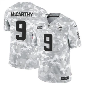 Jj McCarthy Jersey Mens Large Stitched # 9 Minnesota Vikings Camo Salute - Picture 1 of 4