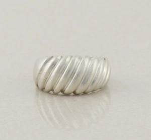 Sterling Silver Ribbed Dome Ring Band Size 7 - Picture 1 of 7
