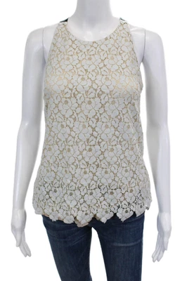 Massimo Dutti Womens Cotton Floral Sleeveless Tied Tank Top Blue Size S - Image 1 of 4