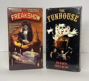 The Funhouse & Freakshow VHS Horror Movie Lot of 2 Tobe Hooper Clown Carnival - Picture 1 of 11