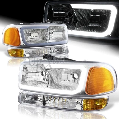Faros + parachoques ámbar carcasa cromada LED para GMC Yukon XL 1500 2500 2000-2006 Foto 1 de 4