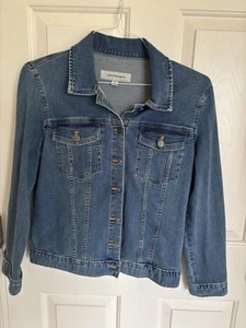 Calvin Klein Jean Jacket Womens Medium Blue Denim Cotton Great Looking! - Picture 1 of 3