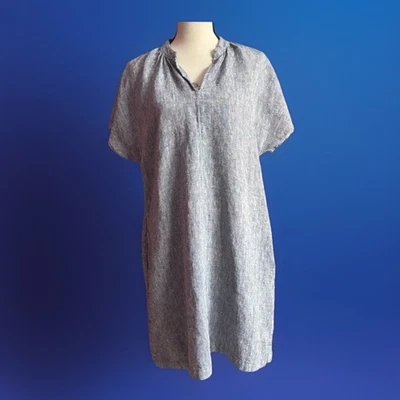 Vestido Lands End de lino azul para mujer talla mediana 10 12 bolsillos EE. UU. ligero Foto 1 de 4