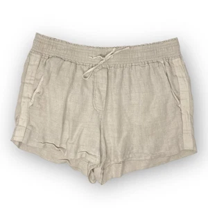 J. Pantalones Cortos Crew Lino Beige Pull On 100% Lino Utilidad Cordón Mujer Talla Grande - Imagen 1 de 8