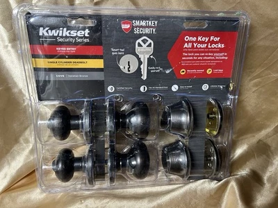 Kwikset COVE Venetian BRONCE Perilla de Puerta de Entrada Ciclo Único Cerrojo Combo Juego de VALOR Foto 1 de 3